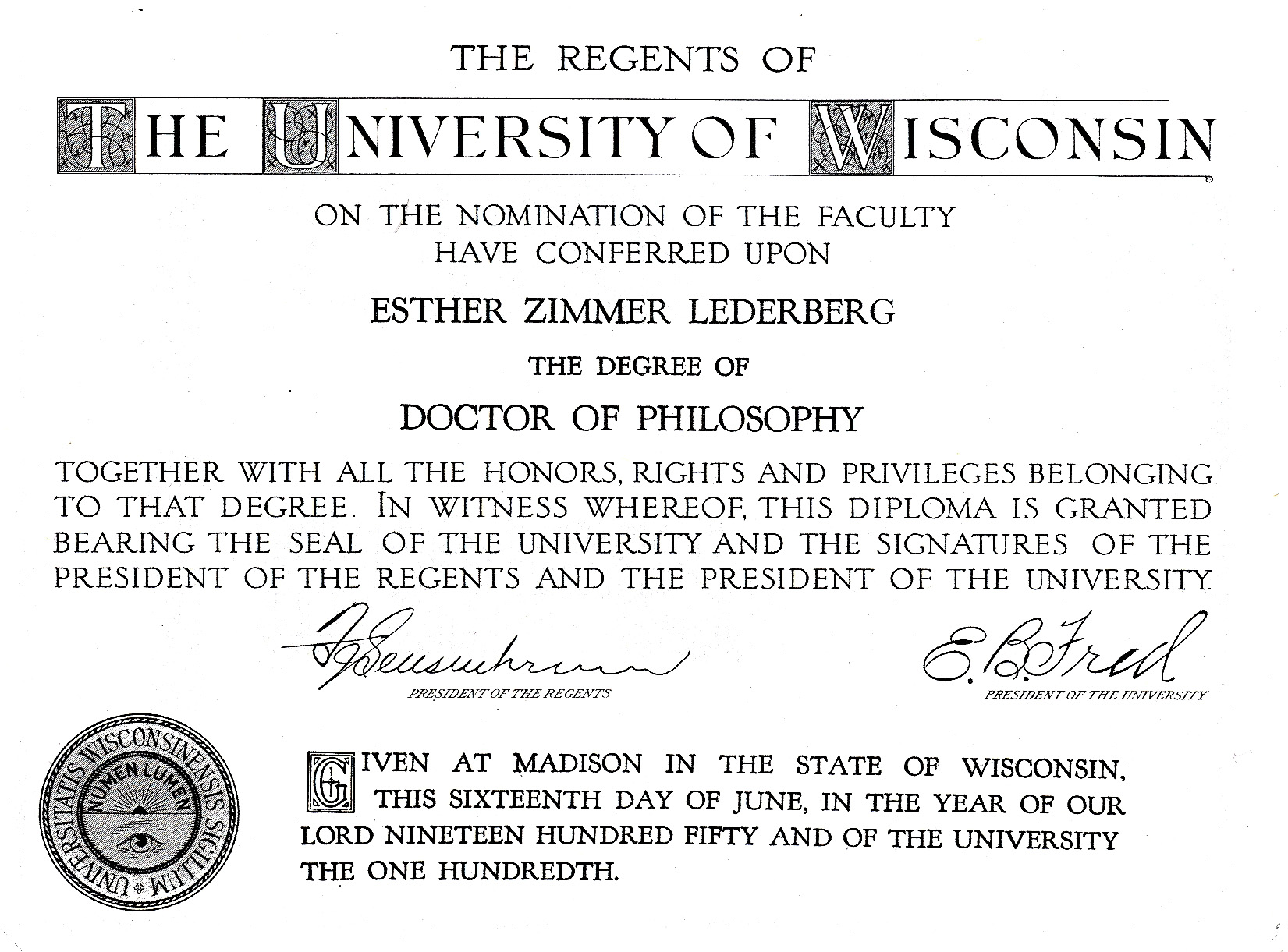 E Lederberg PhD